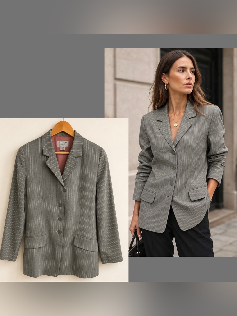 Emanuel Ungaro Grey Pinstripe Blazer